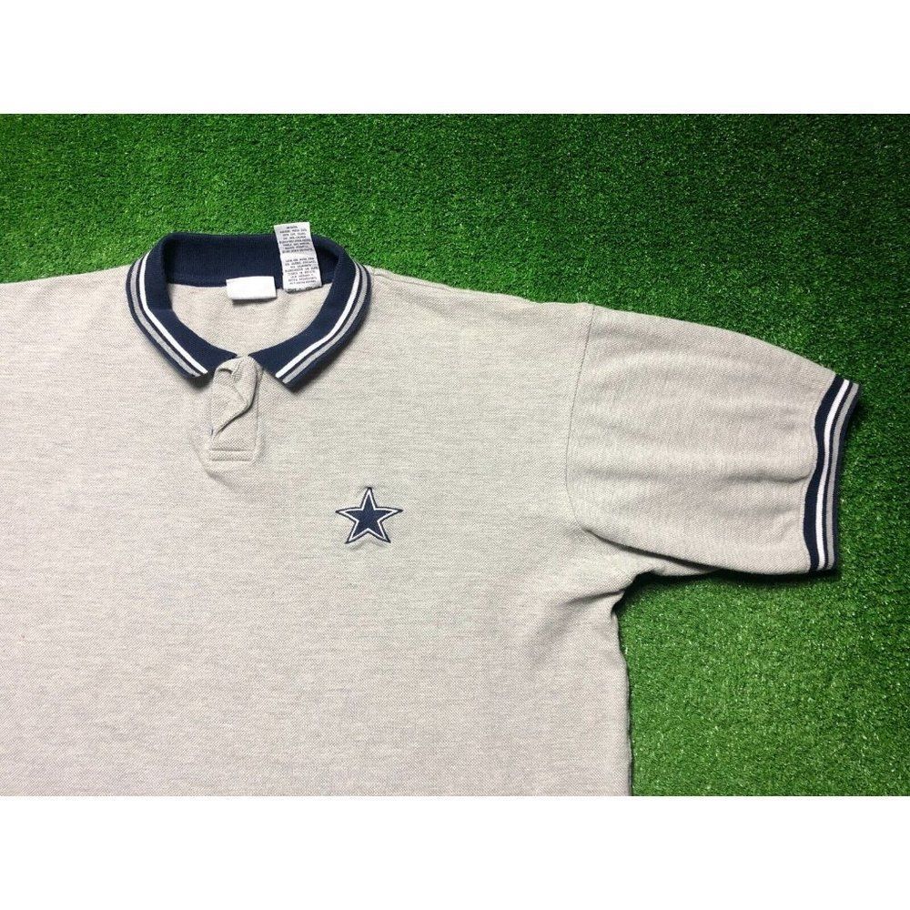 Vintage NFL Dallas Cowboys Mens Gray Short Sleeve Polo Shirt Size 2XL